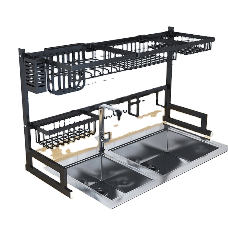 New Design Home Accessories Kitchen Stainless Steel Rack Above Sink 2 Layer Kitchen Shelf