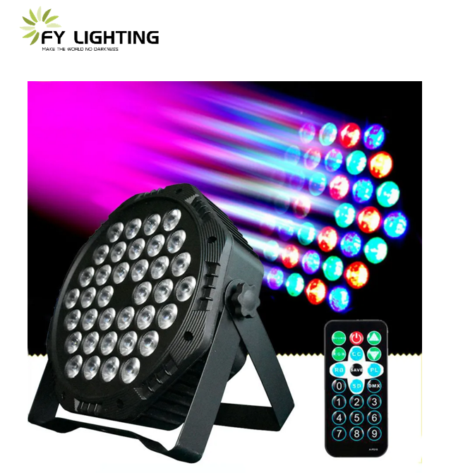 Профессиональный 18 36 LED RGB партия плоской подошве из прозрачного пластика; Параболический алюминизированный отражатель светодиодный смарт-танцпол лазерный луч диско свет этапа