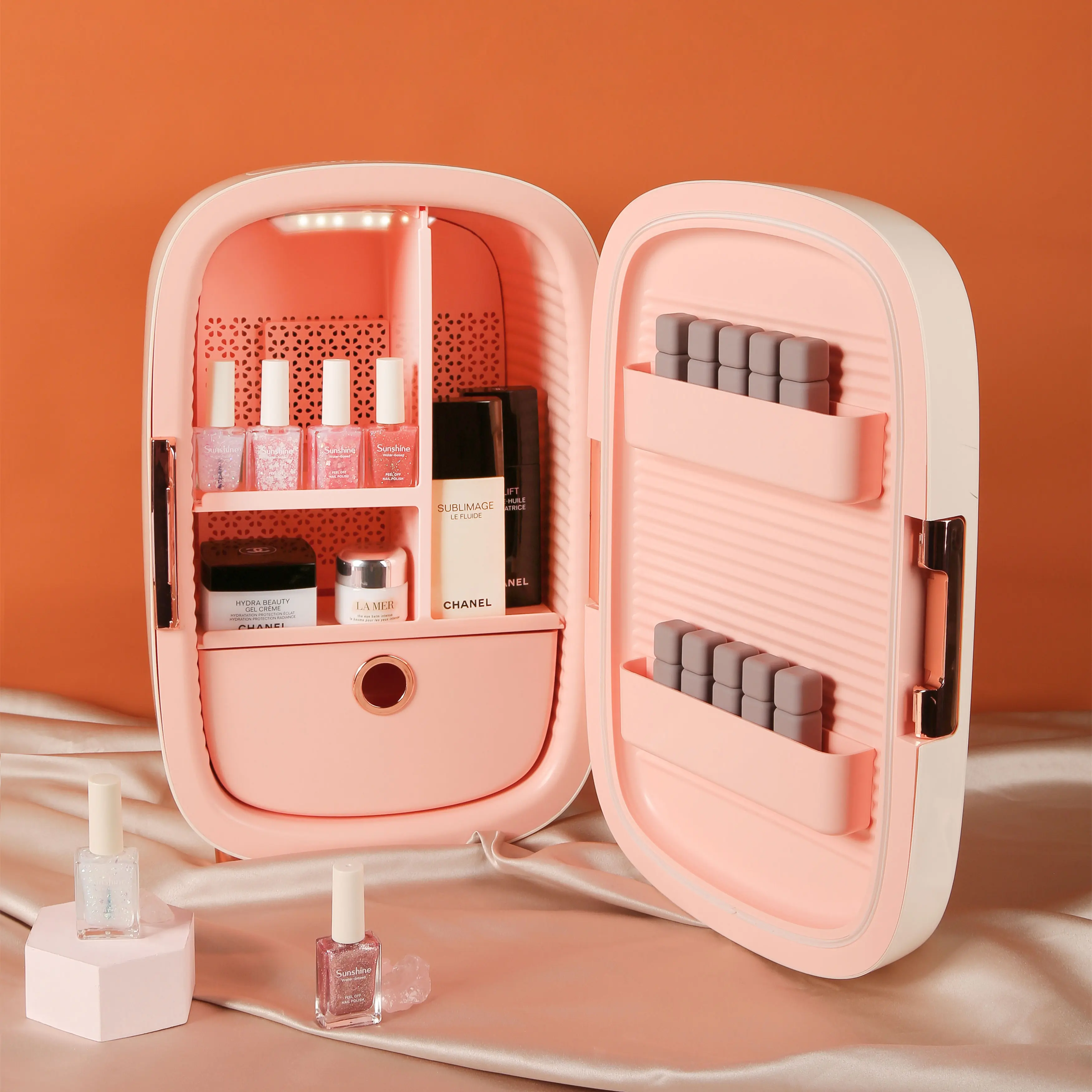New 12L Custom portable cosmetics fridge pink small refrigerator for Beauty mini skincare fridge Cosmetic
