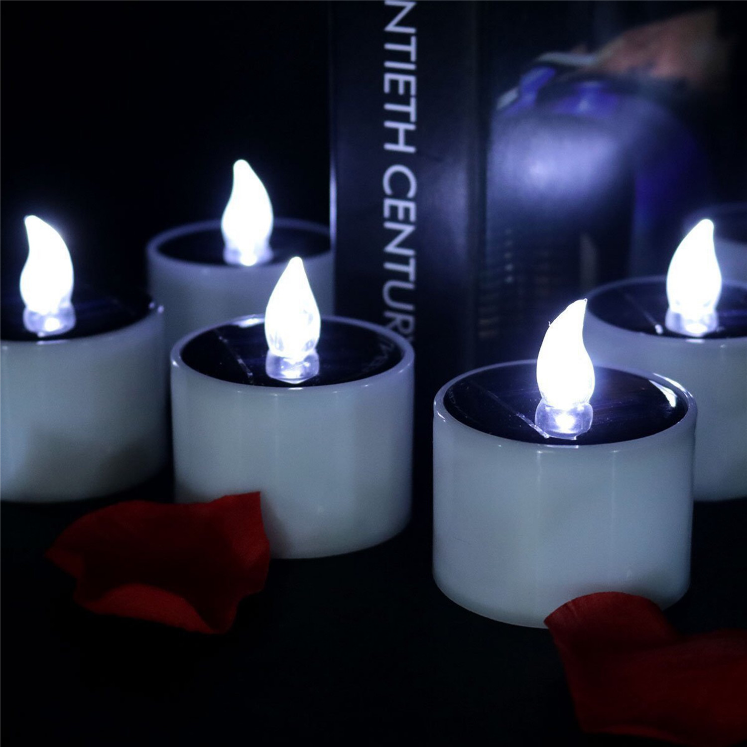Diwali украшение Diya на солнечной батарее, Votive свеча, Мерцающая беспламенная светодиодная Солнечная перезаряжаемая чайная свеча