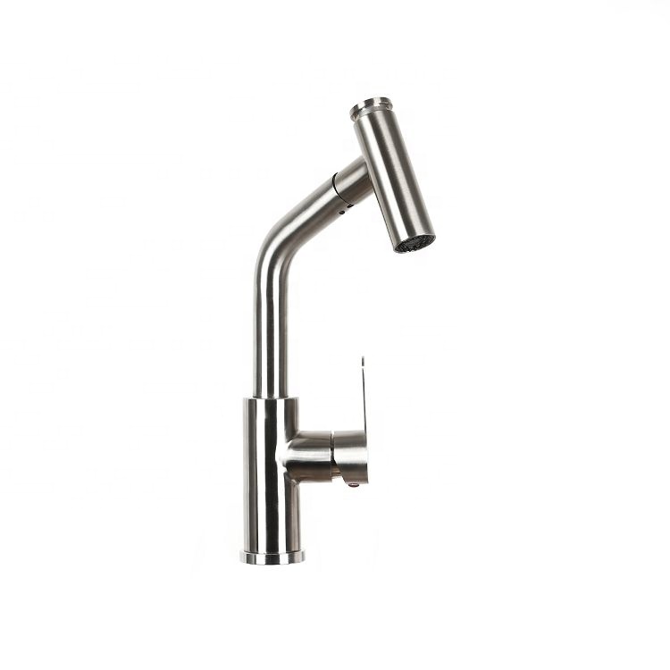 High Quality Modern Style Stainless Steel Single Handle Pull Down Sprayer Basin Faucet
