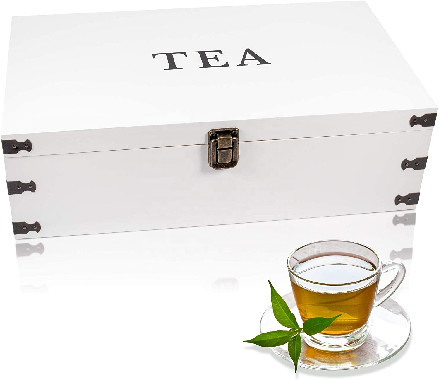 Manufacturer Design Service for Various Handmade Painted Solid Hot Stamping 8 Compartments Wood Tea Box For Gift