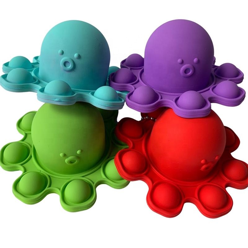 Reversible Double-sided Octopus Push Pop Bubble Toy Emotional Keychain Fidget Toy Flip Octopus Push Popping Bubble It