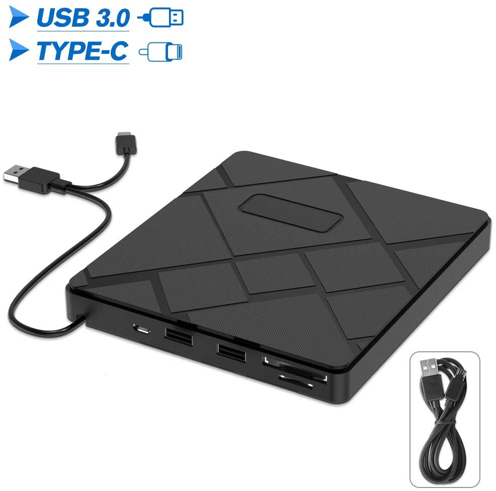 Портативный привод Raycue USB 3,0, тонкий внешний CD DVD-плеер