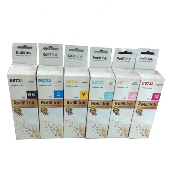 High quality refill ink T6731,T6732, T6733,T6734, T6735, T6736 for Epson L800, L801, L810, L1800