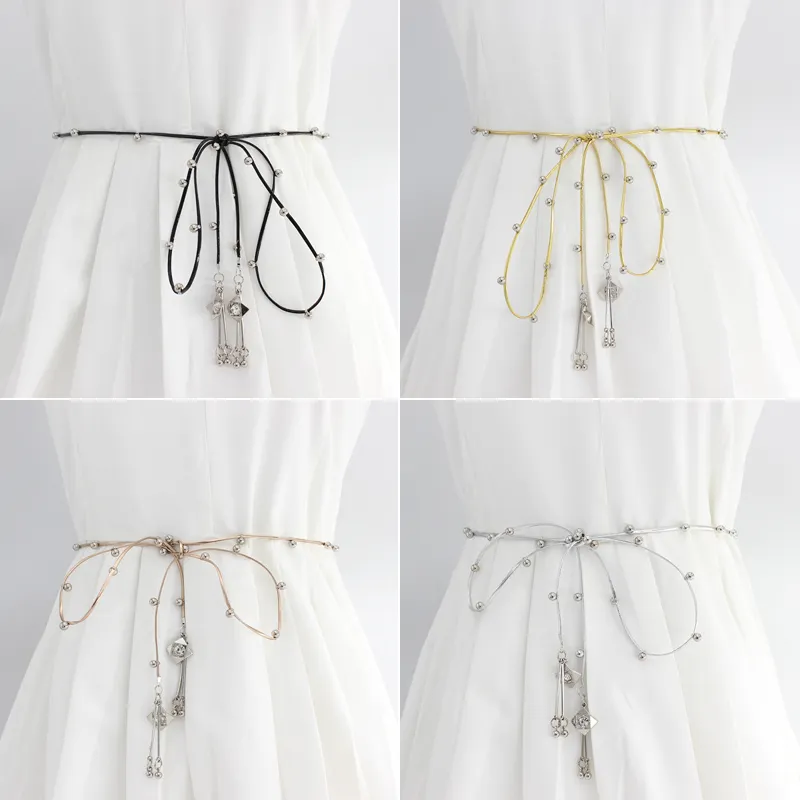 High Quality Fast Shipping PU Metal Waist Chain For Women Dresses Woman Knotted Belt Suits Big Waist Size