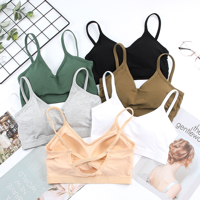 Sleeveless Crop Camisole Tank Tops Sport Bra Seamless Cami Workout Shirts With Built Bra For Women