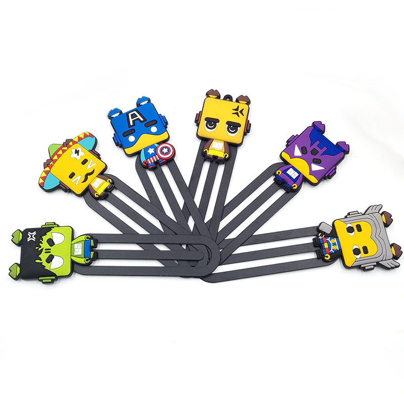 Factory Price Wholesale Comic Character Rubber Silicone Cute Bookmarks PVC Paper Clip