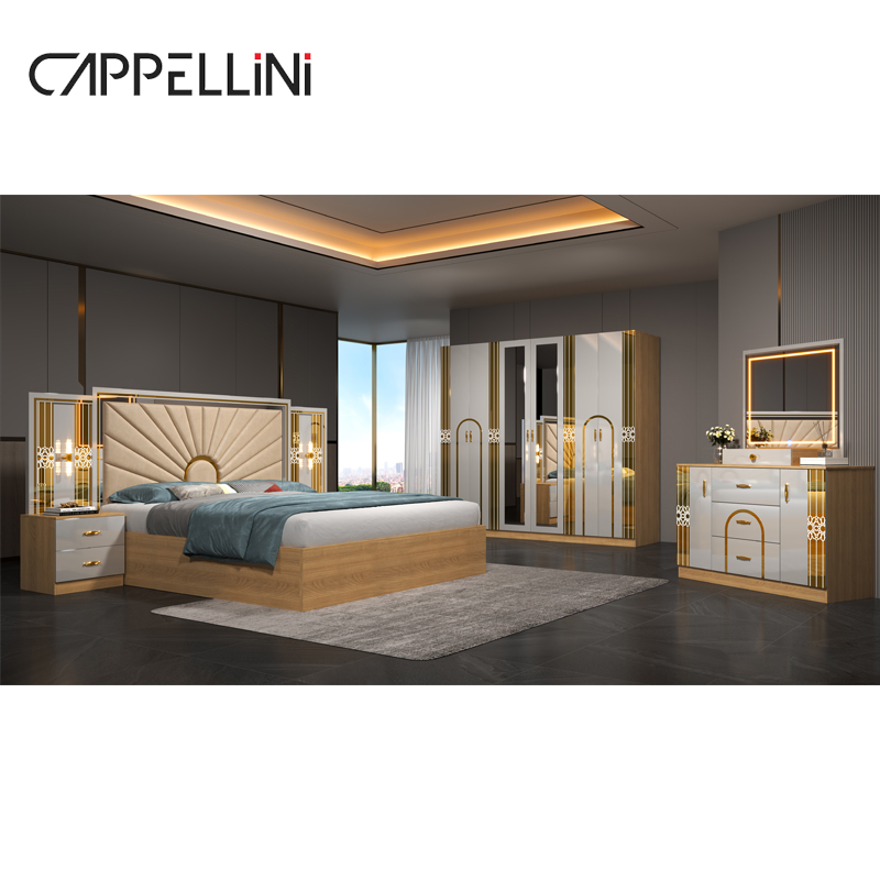 Wholesale New Home Master Room King Size Double Bed Modern Luxury Leather Wooden Mdf Full Queen Cheap Bedroom Furniture Set