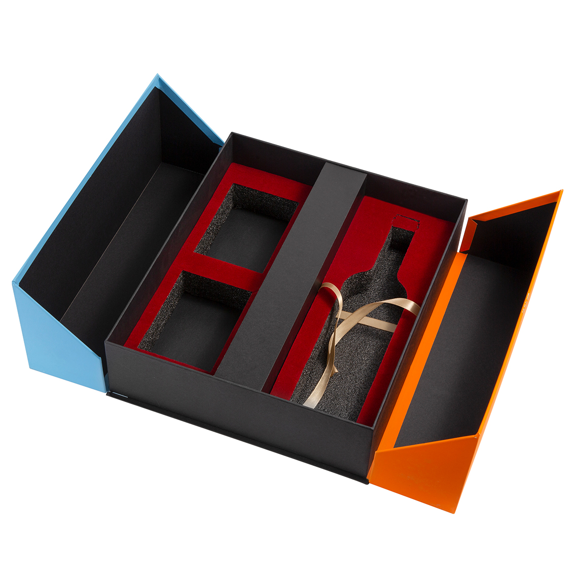 High Quality 2024 Most Popular Custom Logo Rigid Luxury Magnetic Colorful Fancy Design Wine Liquor Double-Doors Paper Box