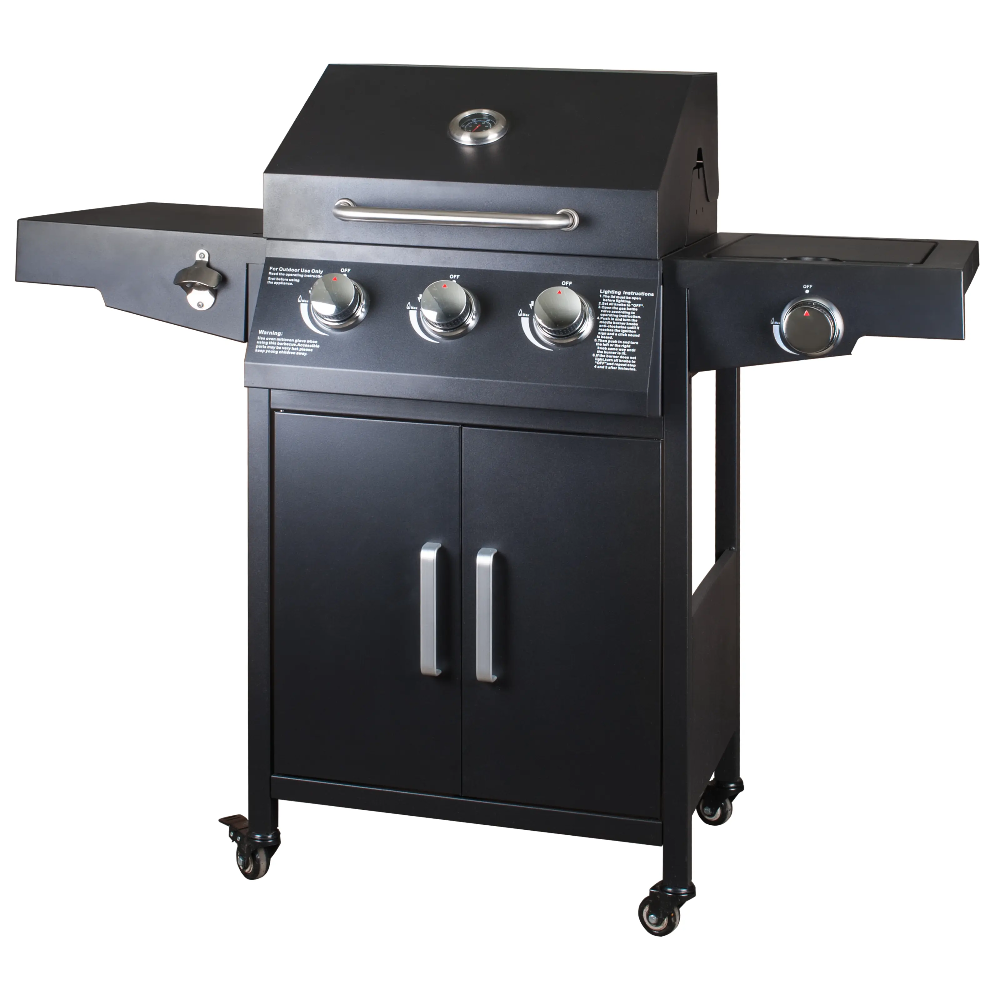 Backyard Outdoor with Side burner Steel Metal Round Top BBQ Barbecue Gas Grills Propane Movable
