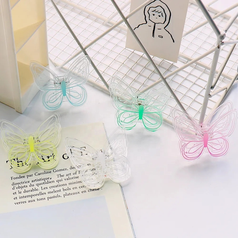 Multicolor Cute Butterfly Acrylic Binder Clip Planner Clips Paper Clamp Office Decorative Supplies School Stationery