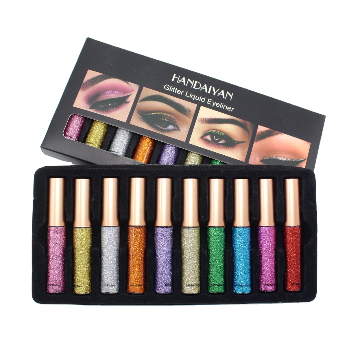 HANDAIYAN быстросохнущая жидкая подводка для глаз 10 видов цветов Make Up набор партии подарок косметический вашего логотипа, оптовая продажа, OEM/ODM, карандаш-подводка для глаз клей-карандаш