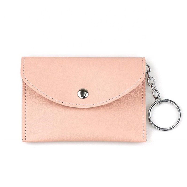 small portable women coin purse mini key ring wallet PU leather card holder
