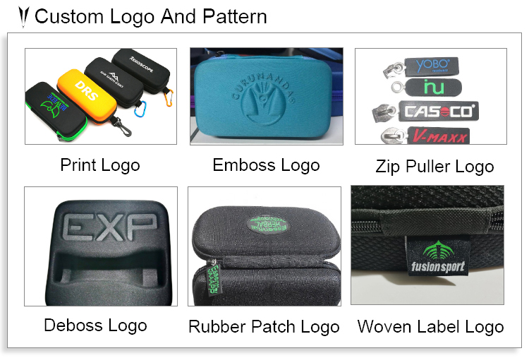 Wholesale knitted fabric potable custom travel hard shell portable carrying eva zipper case with net pocket
