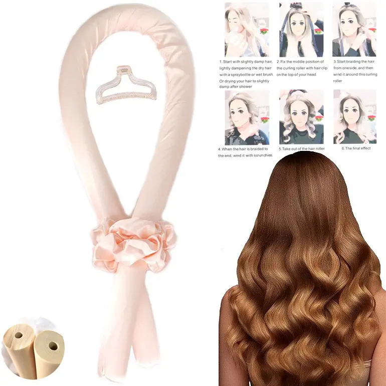 silk Heatless Curling ribbons and silk scrunchies set Flexible Curling Tools Silk Hair Curler