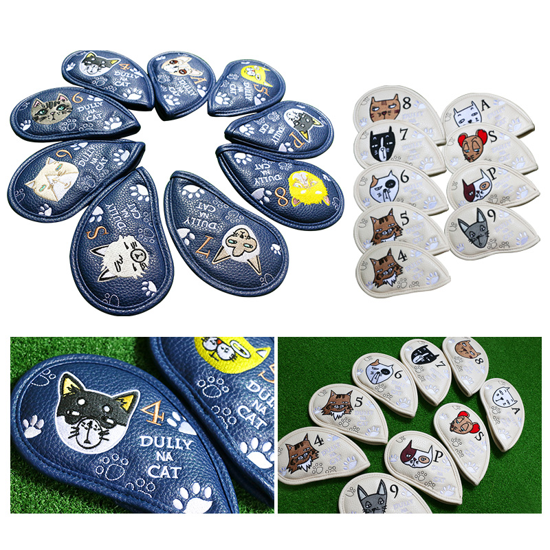 PU Golf Club HeadCover with embroidery custom logo Iron Head Cover 9pcs