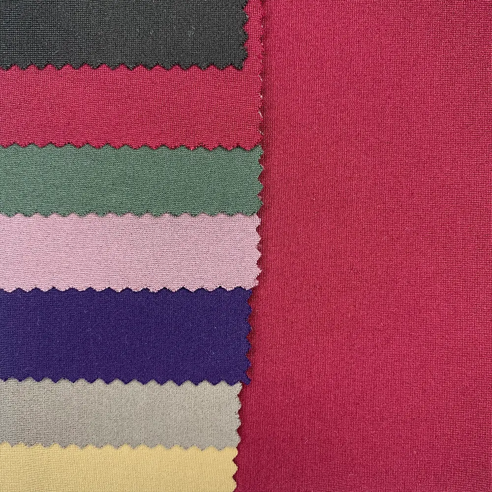 Polyester Plain Fabric MEIJIALI TEXTILE Popular NR ROMA 100 Polyester Fabric Knitting Plain Dye For Garment