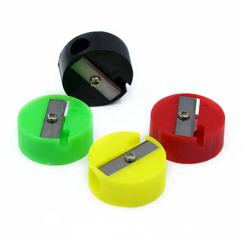 Promotional cute manual pencil sharpener round pencil sharpener cheap mini office plastic pencil sharpener