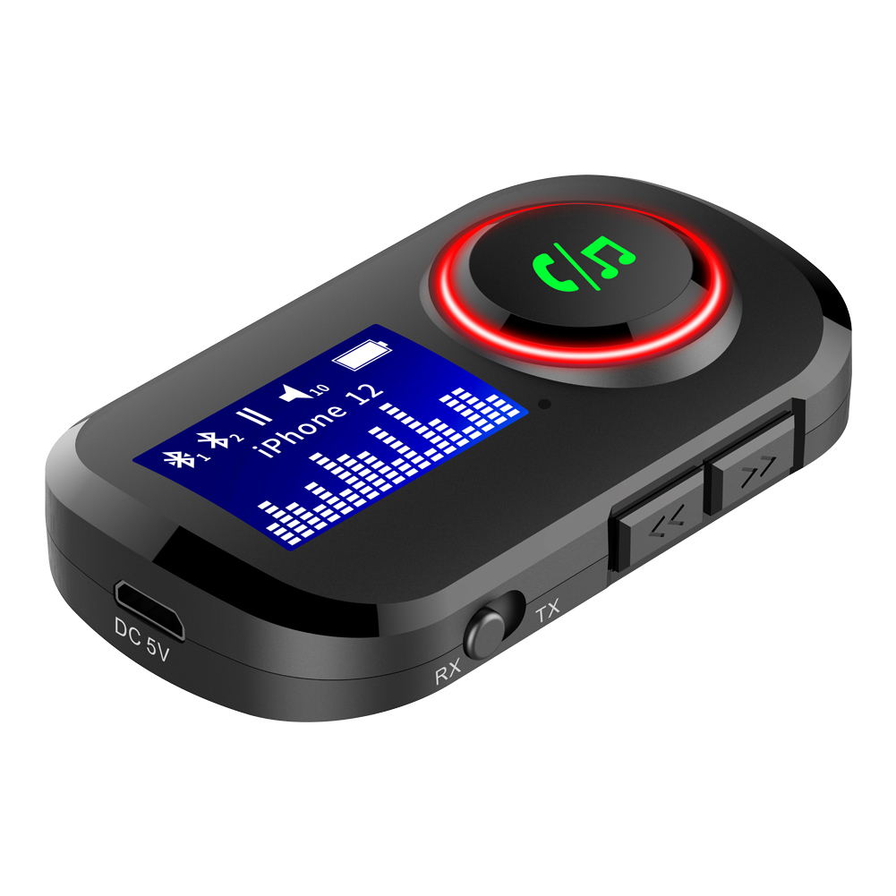 Беспроводной музыкальный приемник и передатчик bluetooth 2 в 1 с экраном