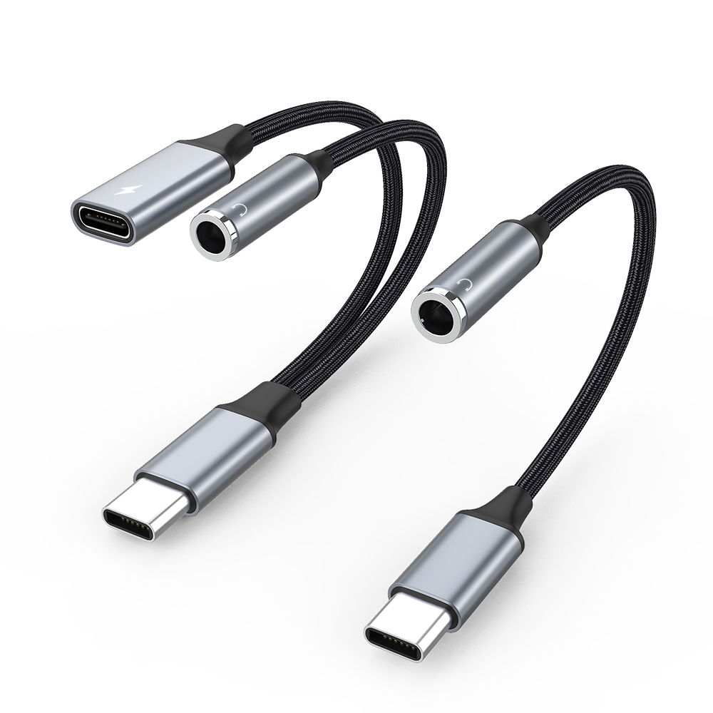 Заводской аудио адаптер типа C 3,5 мм USB C на 3,5 мм адаптер для наушников в нейлоновой оплетке 2 в 1 адаптер типа C разветвитель