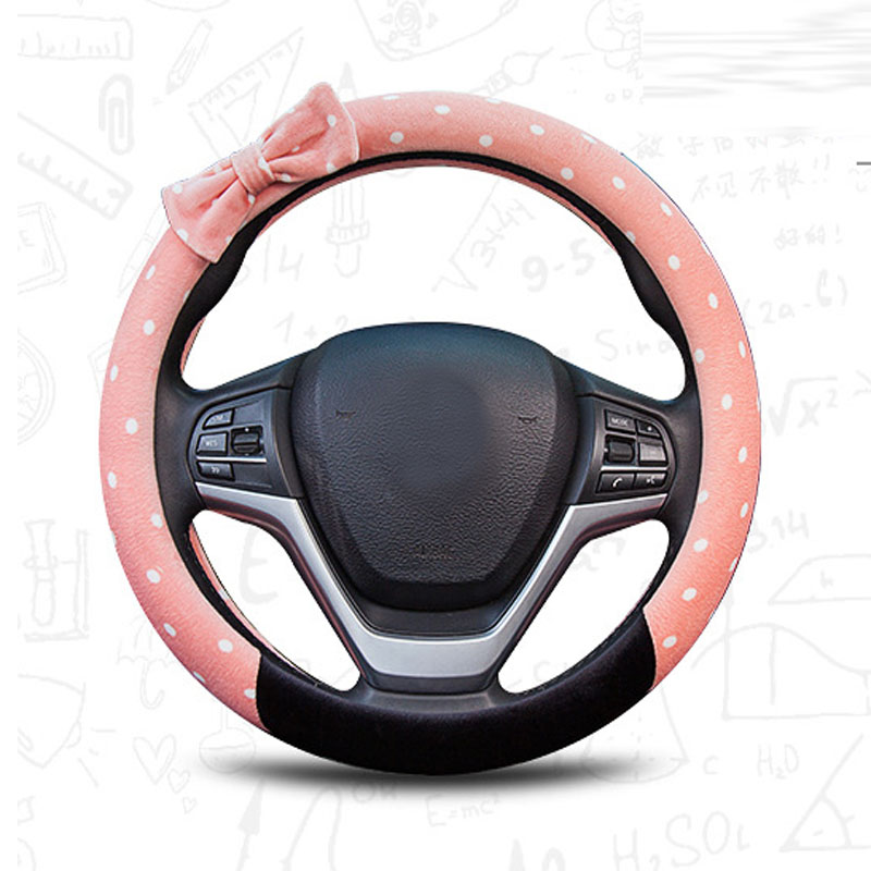 Pink Plush Car Steering Wheel Cover For Women Winter