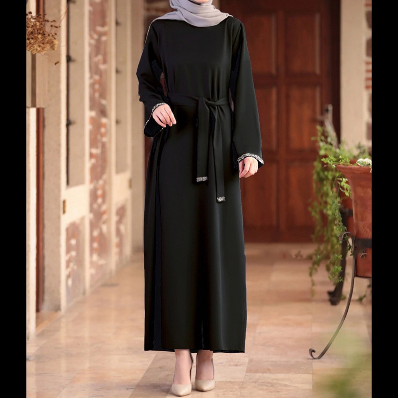 soild color Muslim Middle East Abaya Dubai women's fashion Arab dress robe islamic clothing party Long dress