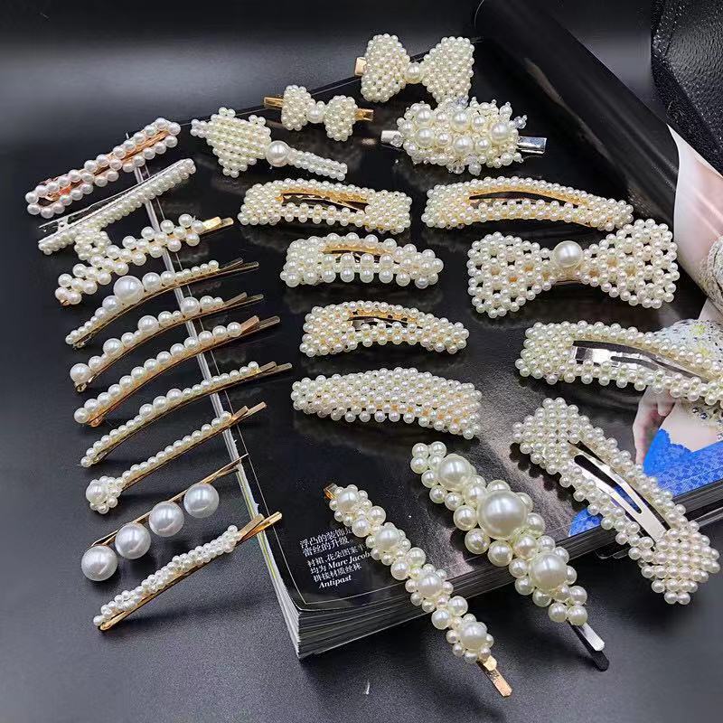 Luxury High Quality Imitations Pearl Hair Clip Round Shape Square Shape Triangle Shape Star Hairpin