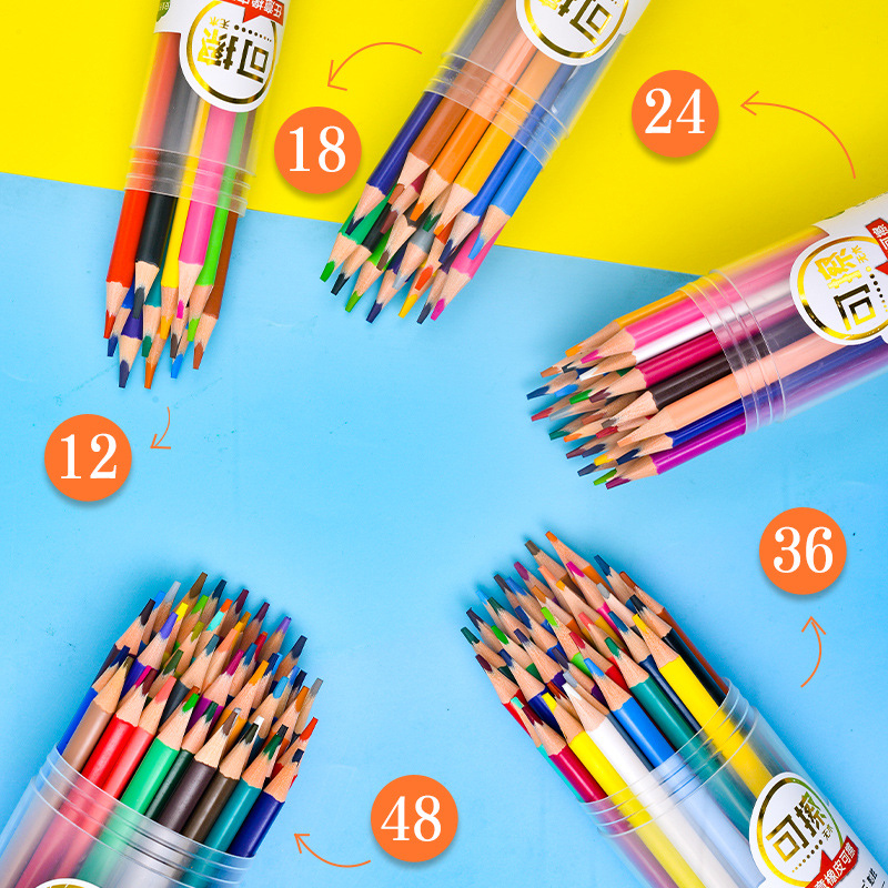 Wholesale Non Toxic Cheap Price Erasable Sharpened Kids School Erasable Color Pencil