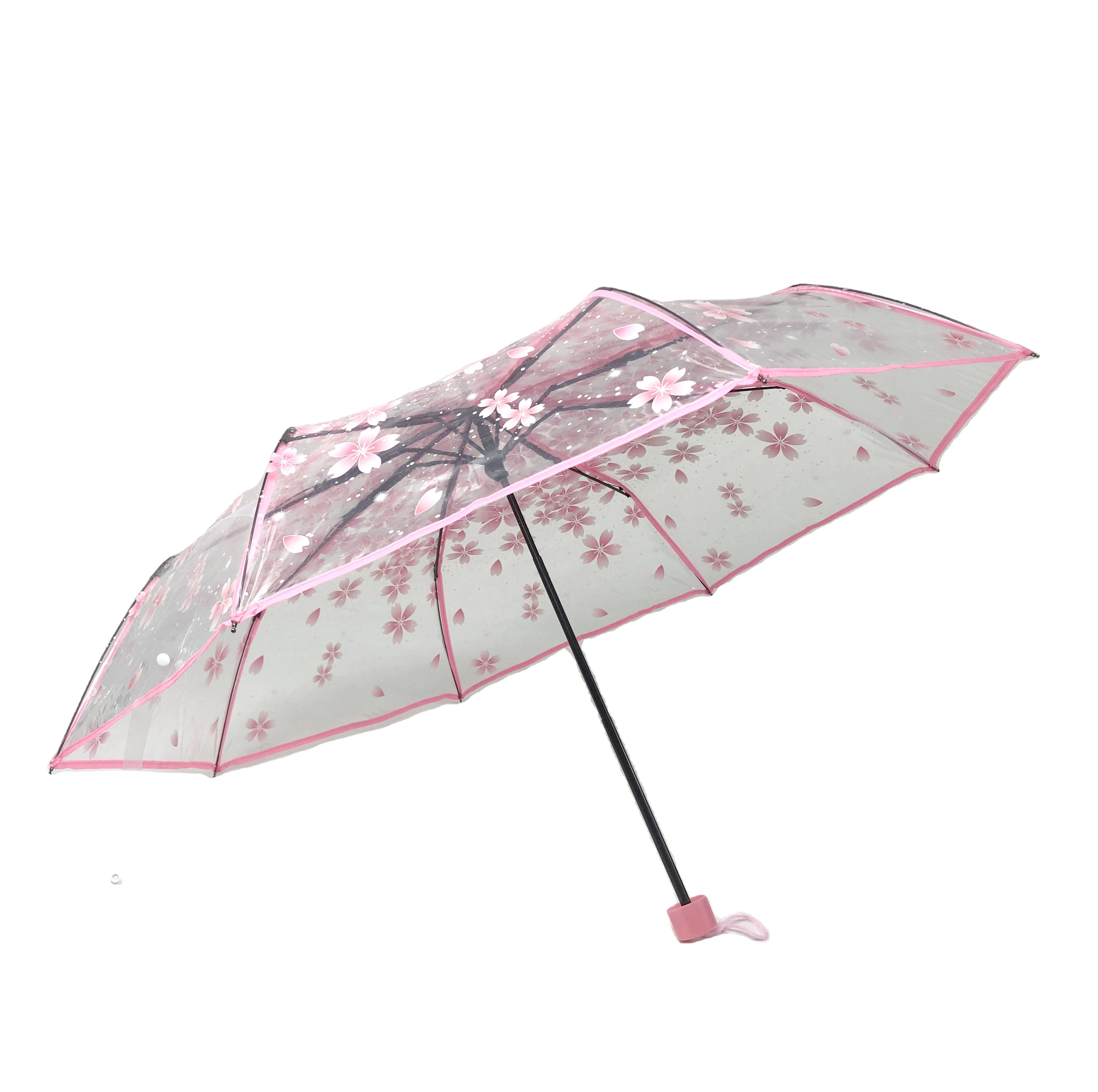 Three Folding manual logo printed umbrella transparent with flower 3 fold manual umbrella