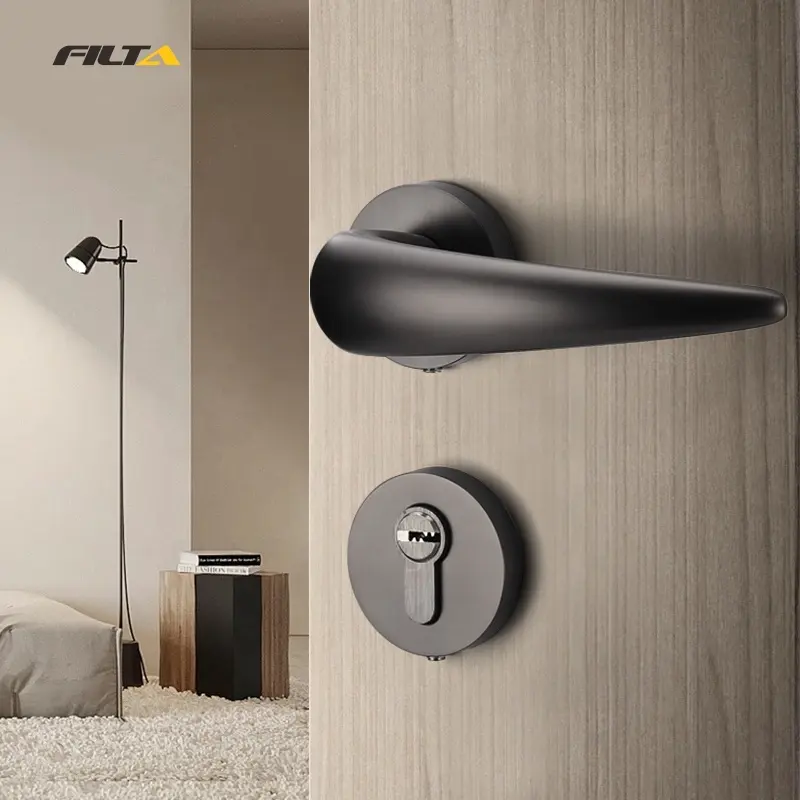 Italian Luxury Gold Color Modern Door Handle Heavy Interior Safety Locks Set R02026