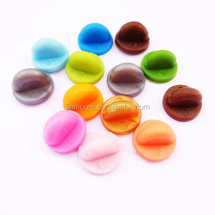 Mix Color Round Rubber Enamel Pin Backs Clasps PVC Butterfly Clutch Pin Back