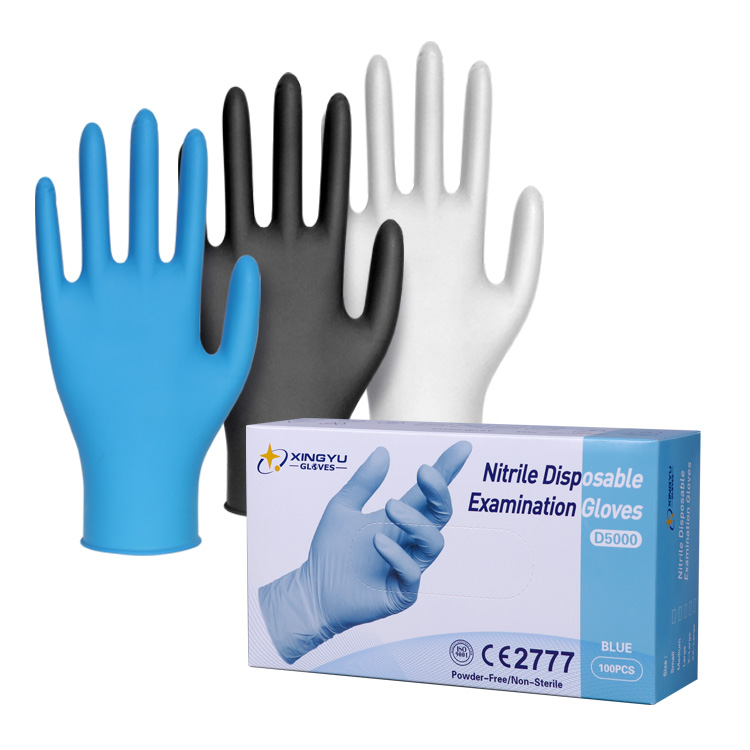 Blue Kitchen Food Grade Safety Protection Gloves Powder Free Nitrile Disposable Glove Box Cheap Household Clean Nitrile Gloves