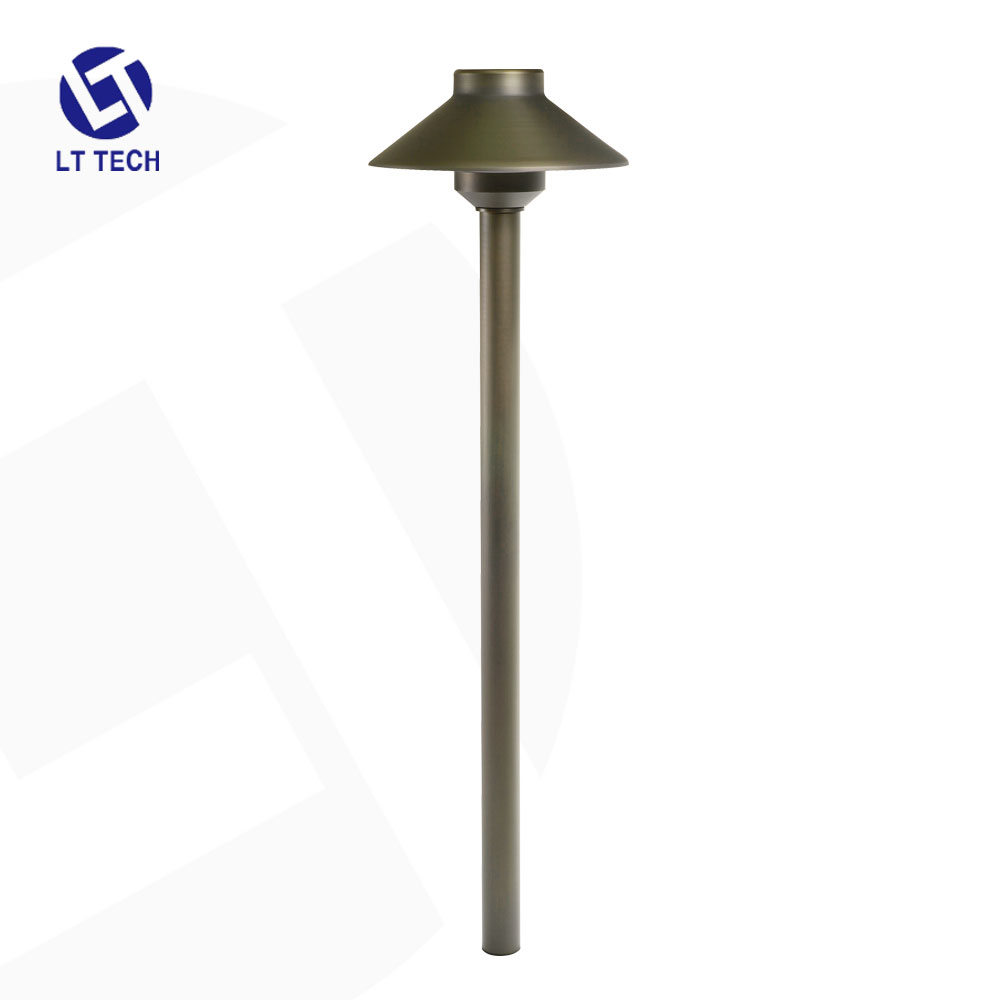 LT2401 OEM Низковольтное ландшафтное освещение латунный наружный светильник для дорожек 4 Вт G4 Светодиодная лампа для двора газона-античная бронза