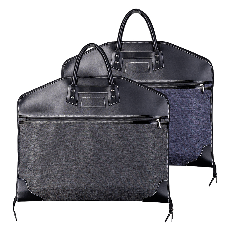 OEM Luxury Custom Made Large Capacity Zipper Pocket Trifold Suit Gament Cover Bag Leather Stitching Oxford for Suits Clothes