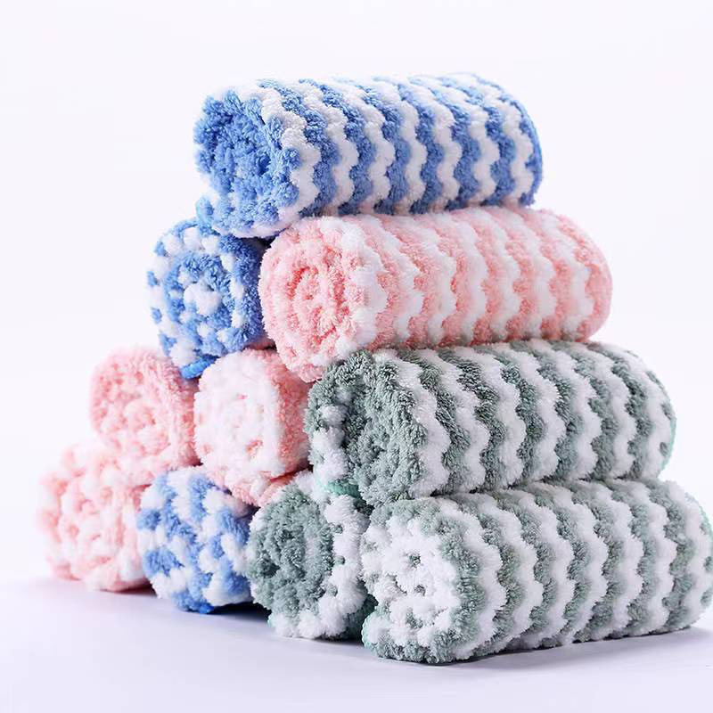 2025 Wholesale Absorbent Coral Fleece Microfiber Kitchen Dish Cloths Reusable Dish Cloth Towels