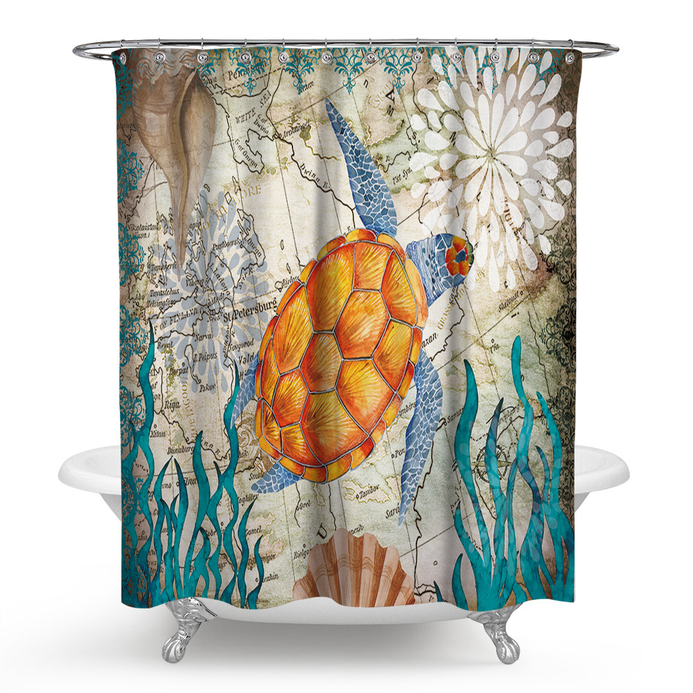 Wholesale custom design digital printing show curtain Hookless Waterproof Covered Bathtub bathroom 101