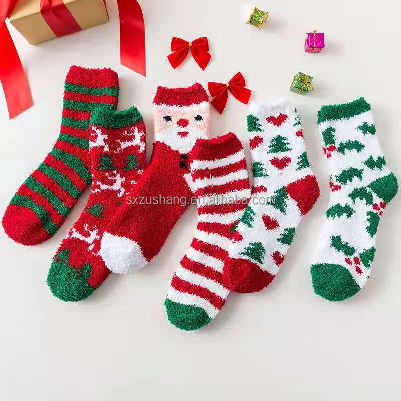 Ladies Christmas Fuzzy Fluffy Socks Girls Cozy Soft Warm Fun Stockings Xmas Gift