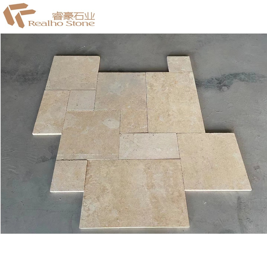 French Pattern Beige Limestone Paving Stone For Outdoor Garden Floor Paving