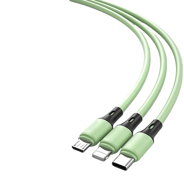 Новый продукт, 4 фута, 3 в 1, мульти USB-кабель для быстрой зарядки, 3 А, зарядный кабель из жидкого силикона для iphone и Huawei