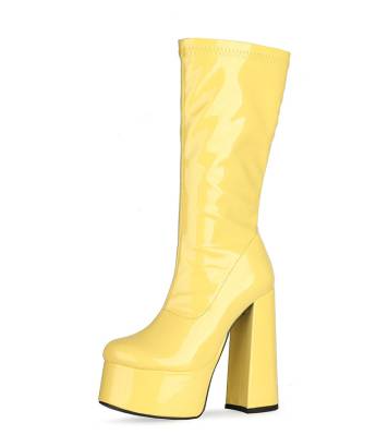 Fashion Ladies Pink Leather Boots Platform Winter Snow Heels Long Women Thigh High Boots Shoes