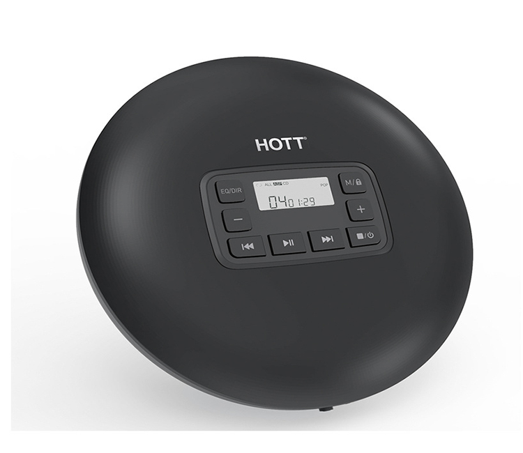 Портативный CD-проигрыватель HOTT CD204, персональный компактный CD-проигрыватель с наушниками, противоударный, для дома, путешествий и автомобиля,