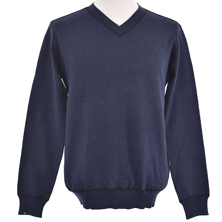 Men's pullover sweater casual seam outside man sweater with overlock stitching at armwhole