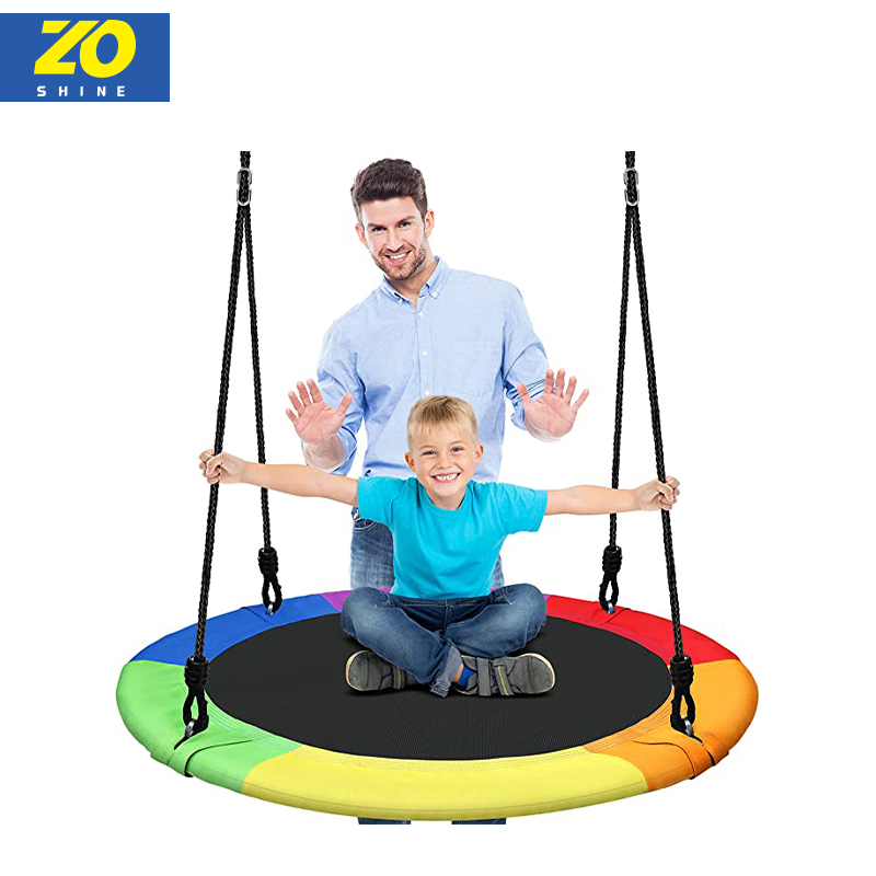 Zoshinen Folding Climbing Rope Tree Swing For Kid Outdoor Garden Round Colorful Tree Swing Bed