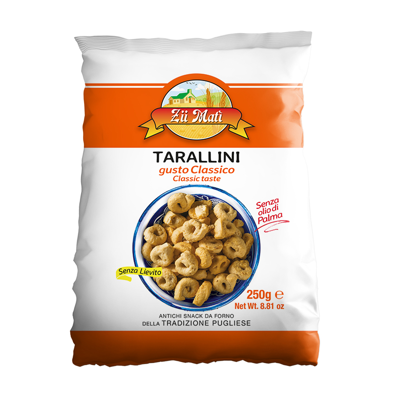 Закуски Tarallini, классический вкус, 250 г, запеченные в форме кольца, соленые закуски с экстра-натуральным оливковым маслом, Сделано в Италии, apulia