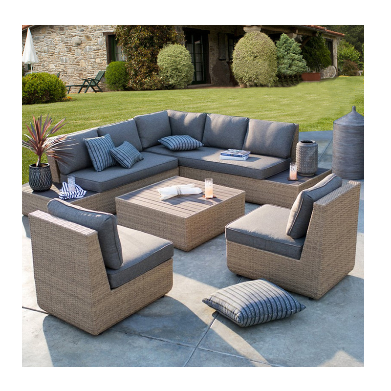 PE Material Aluminum Hotels Modern Waterproof Rattan Chair Patio Lounge Sofa Set Simple Design Outdoor Garden Furniture