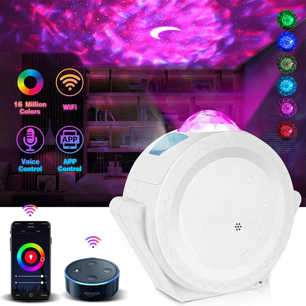 Biumart Alexa Smart Galaxy Projector Free LOGO Multi Color Space Star Sky Light LED Night Lamp Nebula Galaxy Projector with APP