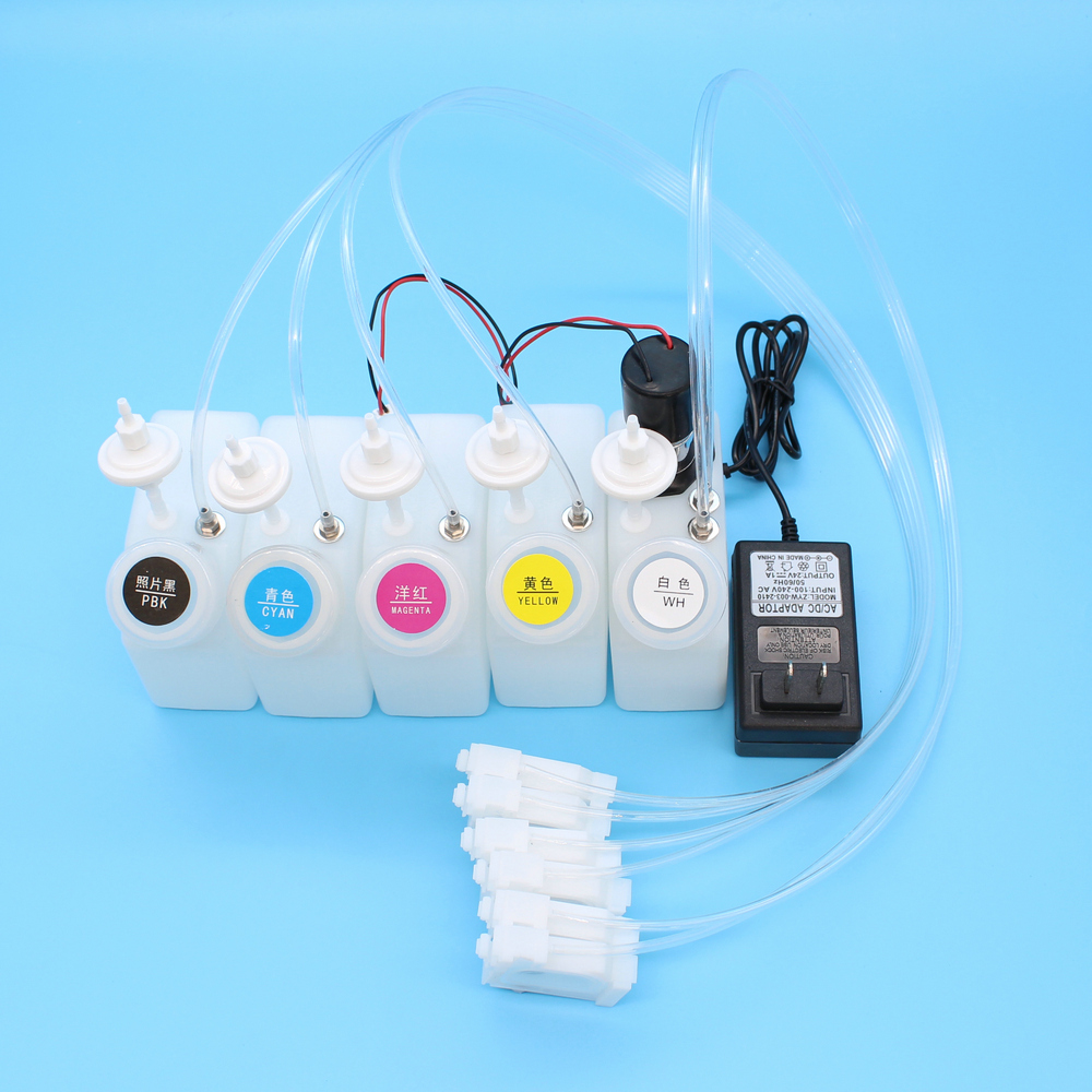 250 мл DTF белыми чернилами СНПЧ для Epson L1800 R1390 1400 1500W L800 L805 1430 1410 мешалкой миксер источник питания система циркуляции