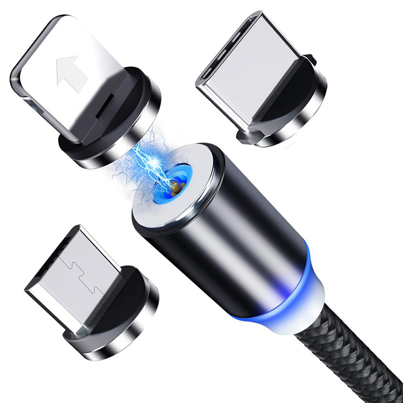 Оптовая продажа, магнитный USB-кабель для мобильного телефона типа C, зарядный кабель 3 в 1, магнитный кабель Micro USB