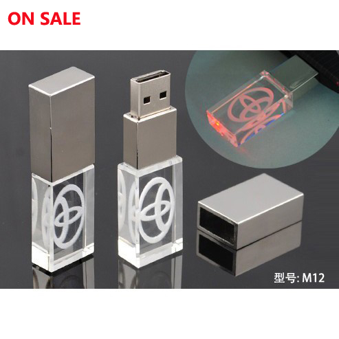 Быстрая скорость Хрустальный USB флэш-накопитель со светодиодной подсветкой
